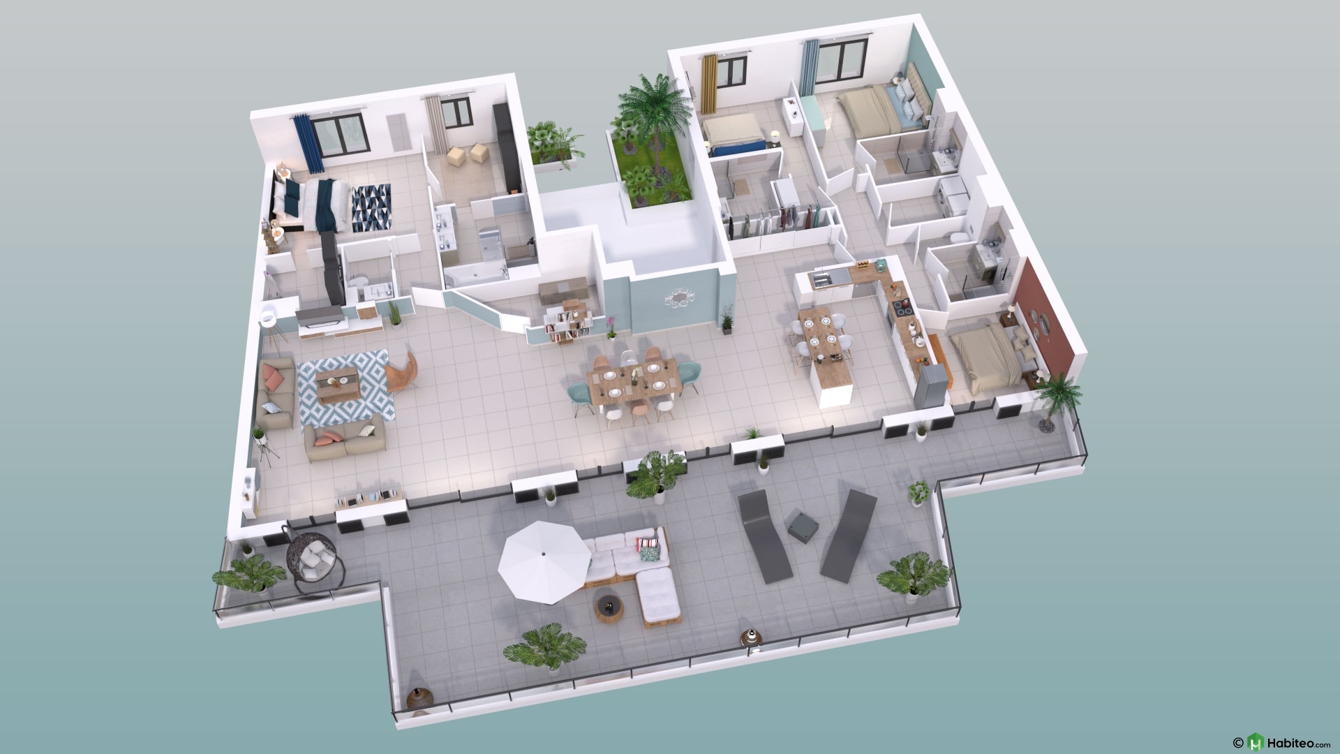 plan appartement avec terrasse