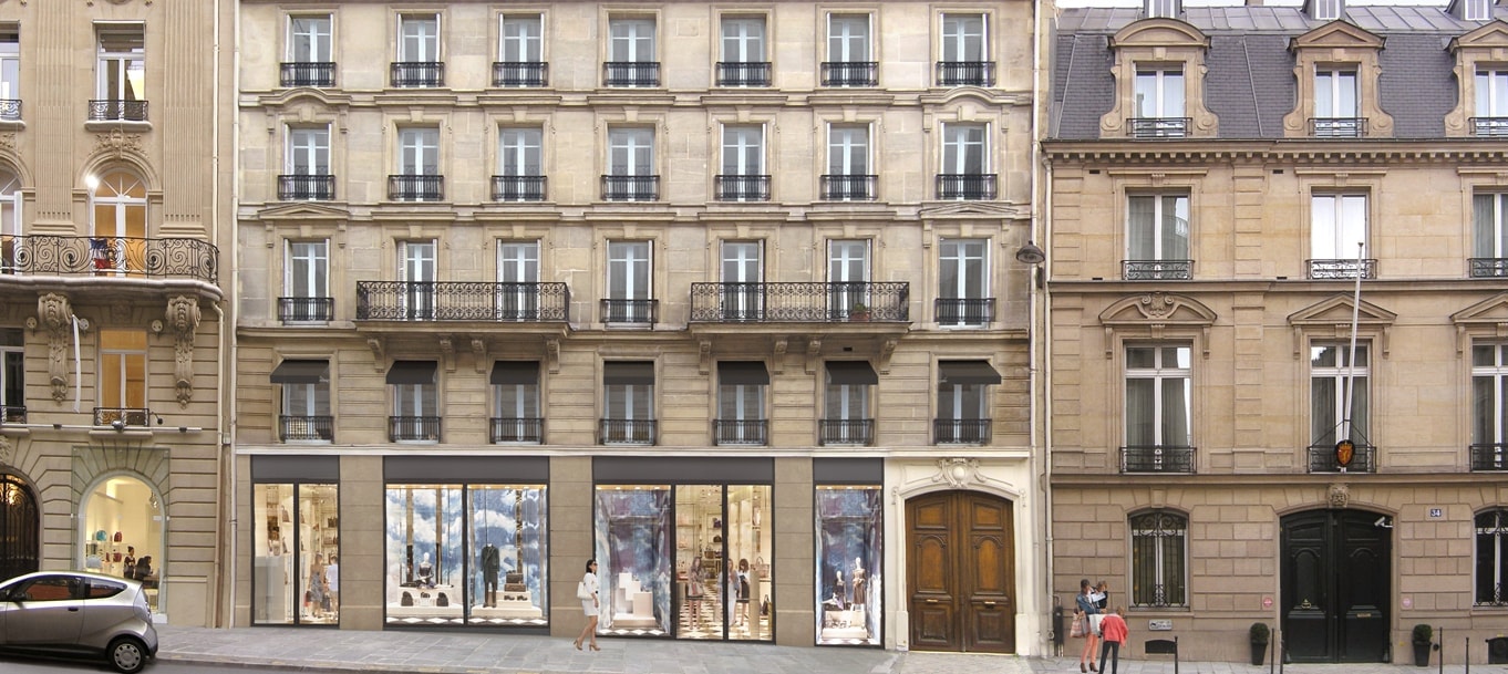 Perspective extérieure du programme 38 François 1er situé à Paris Perspective extérieure du programme 38 François 1er situé à Paris