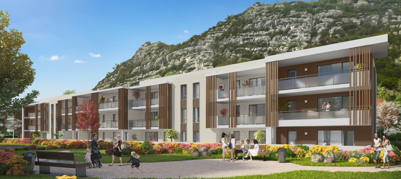 Perspective extérieure du programme Eden Roc situé à Voreppe Perspective extérieure du programme Eden Roc situé à Voreppe