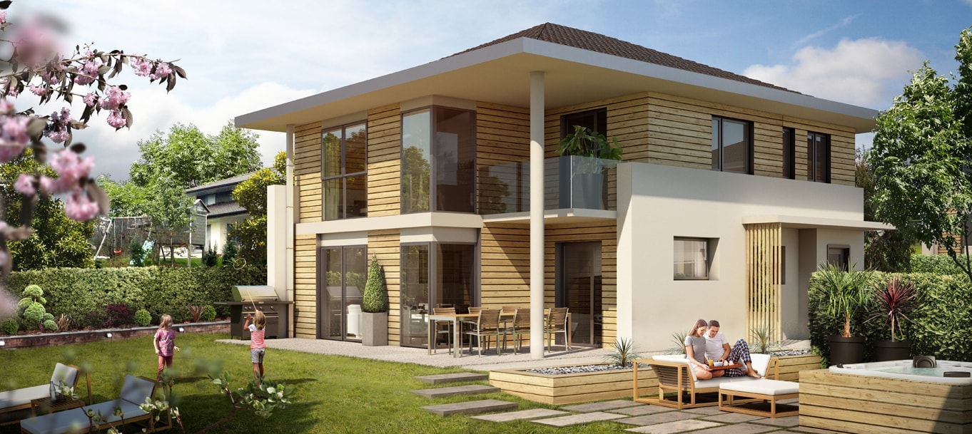 Perspective extérieure du programme Les Cottages du Leman Perspective extérieure du programme Les Cottages du Leman