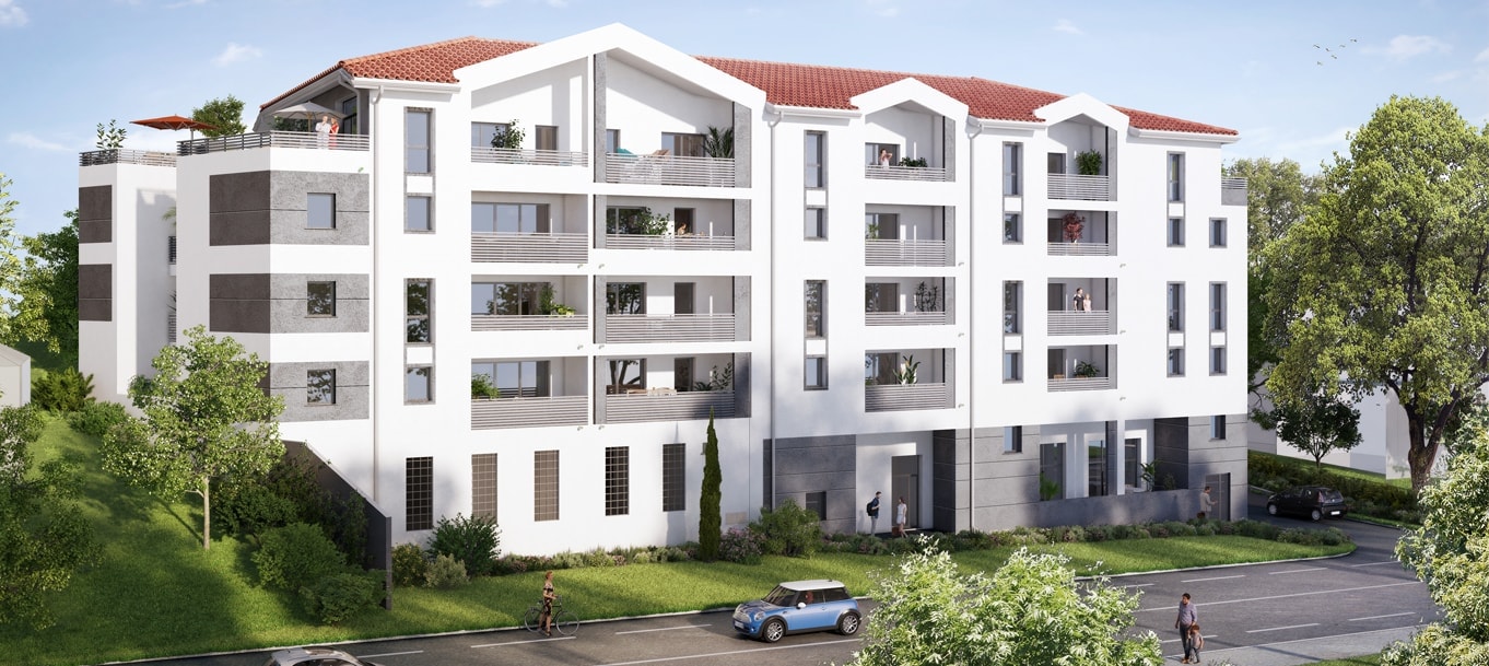 Perspective extérieure du programme Patio 88 situé à Anglet Perspective extérieure du programme Patio 88 situé à Anglet