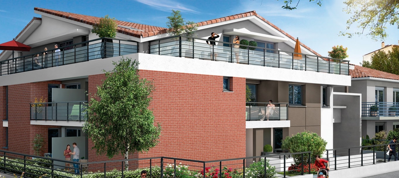 Perspective extérieure du programme Villa Ponsan situé à Toulouse Perspective extérieure du programme Villa Ponsan situé à Toulouse