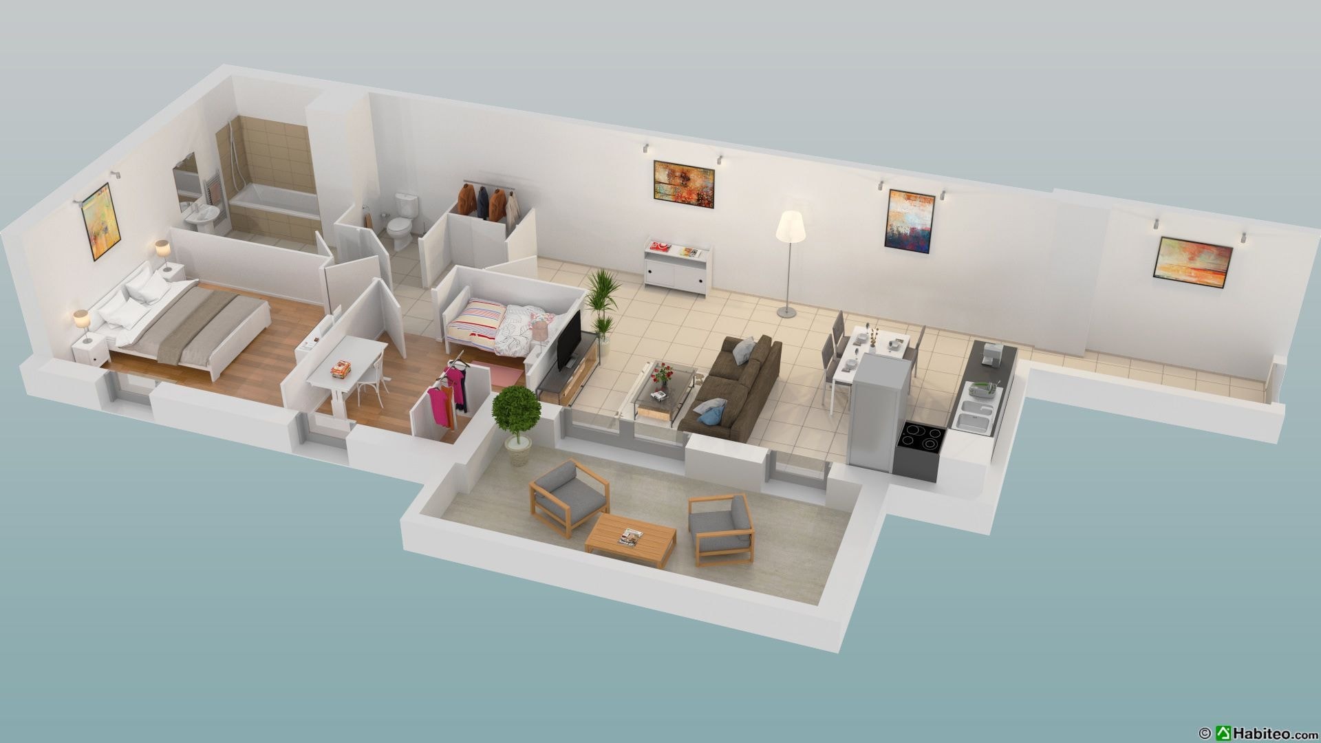 Plan 3D d’un appartement neuf de la résidence Majorelle à Epinay-sur-Seine (93) Plan 3D d’un appartement neuf de la résidence Majorelle à Epinay-sur-Seine (93)