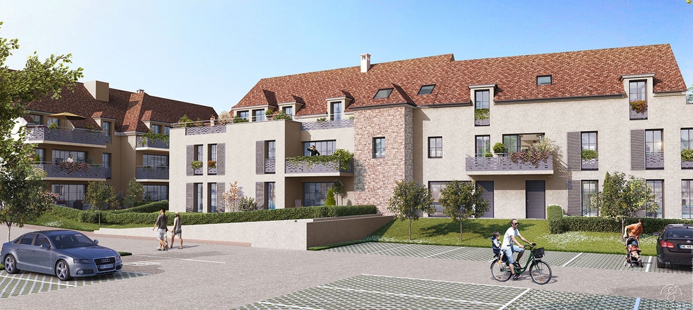 Perspective extérieure de la résidence Villa Lutèce située à L'Isle-Adam Perspective extérieure de la résidence Villa Lutèce située à L'Isle-Adam