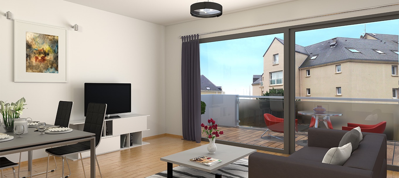 Vue de l'intérieur d'un appartement neuf de la résidence Le Célèste à Granville (Basse-Normandie) Vue de l'intérieur d'un appartement neuf de la résidence Le Célèste à Granville (Basse-Normandie)